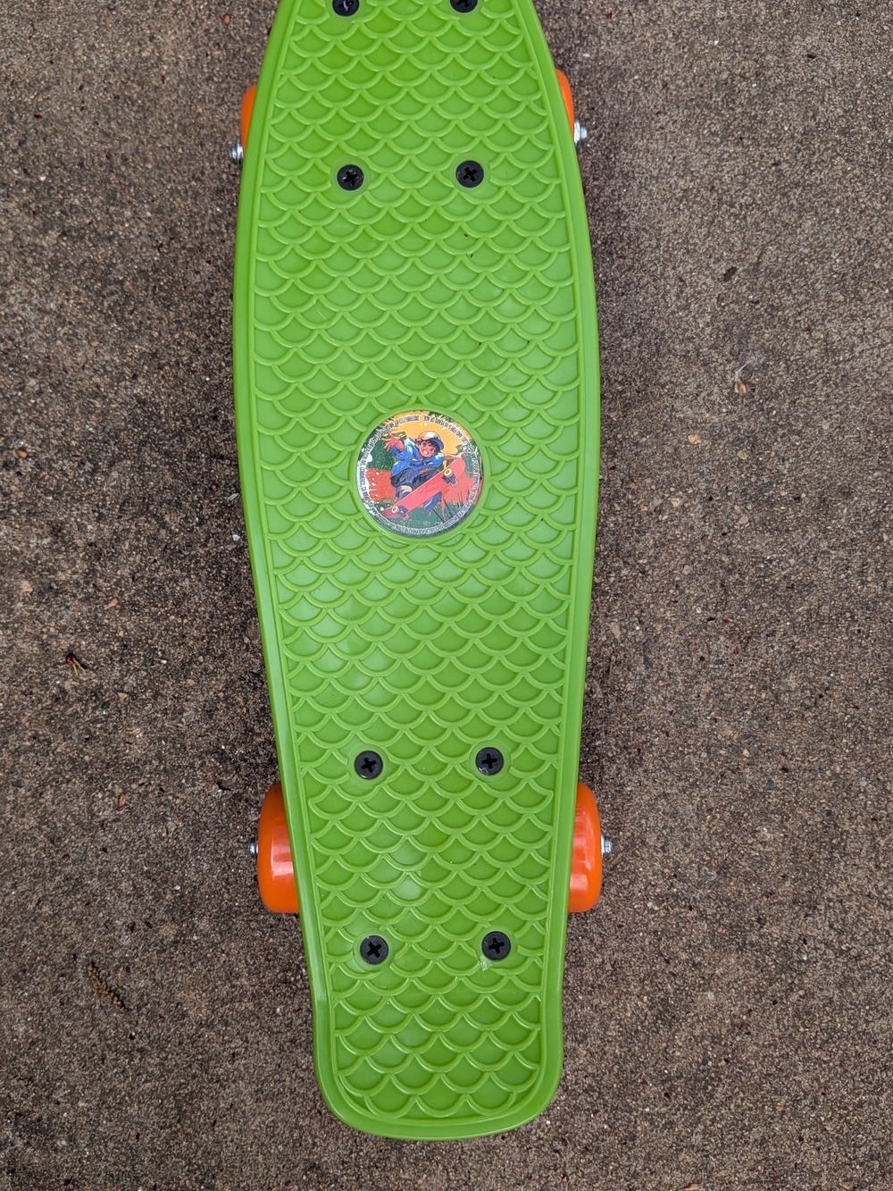 Green Kids Cruiser Skateboard with Orange Wheels - Youth Skateboard